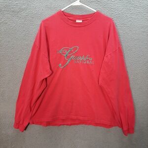 Vintage Guess Shirt Womens One Size Pink Single Stitch Embroidered 80s 1990s